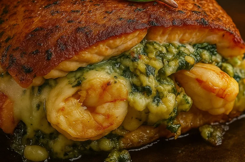 Stuffed Salmon with Shrimp and Spinach Pesto
