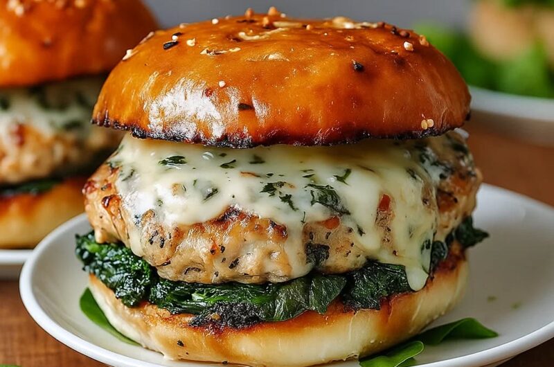 Turkey and Spinach Burger with Herb Cheese