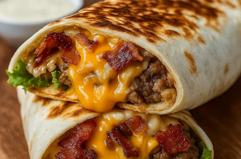 Cheesy Bacon Burger Wraps