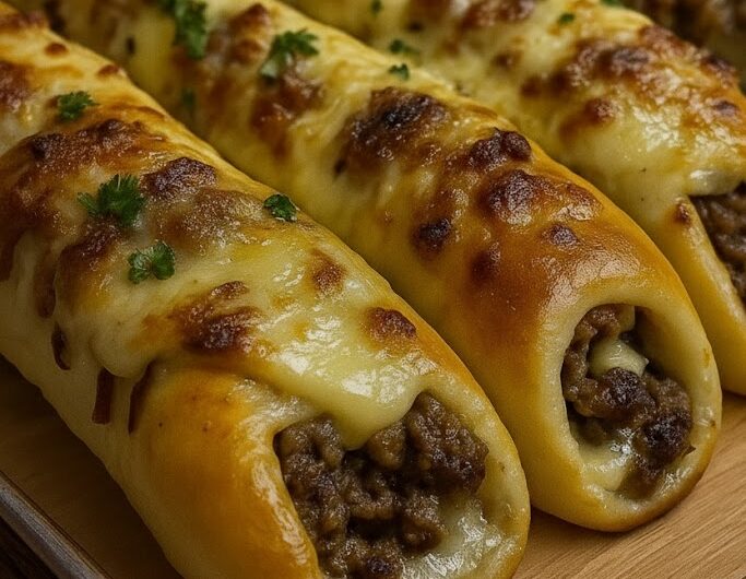 Cheesy Ground Beef Stuffed Bread Rolls